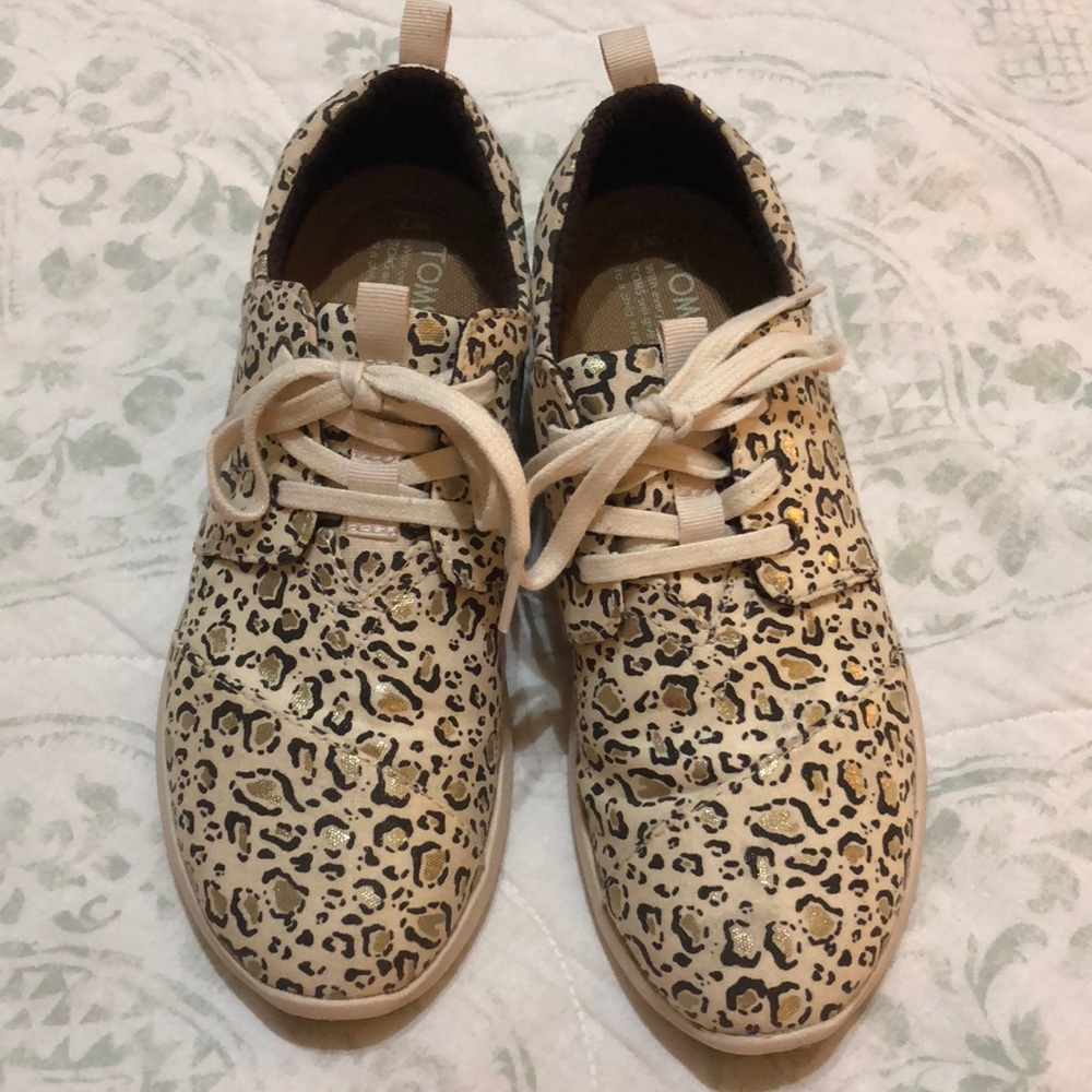 Tom gold leopard tenny shoes